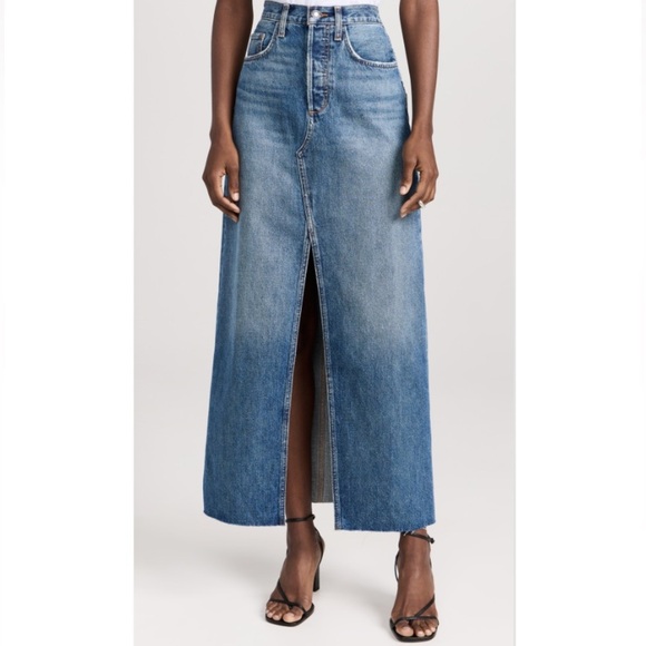 Favorite Daughter Sadie High Rise Denim Jean Front Slit Midi Maxi Skirt Camden - Picture 2 of 10